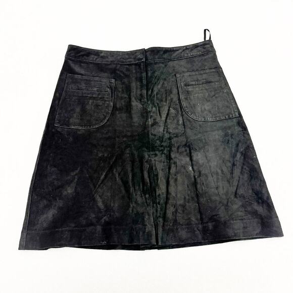 Lilly Pulitzer Black Suede Leather Skirt Front Pockets Size 10 - Picture 1 of 4